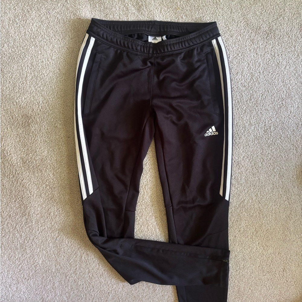 Adidas Black and White Sweatpants with Iconic Stripes